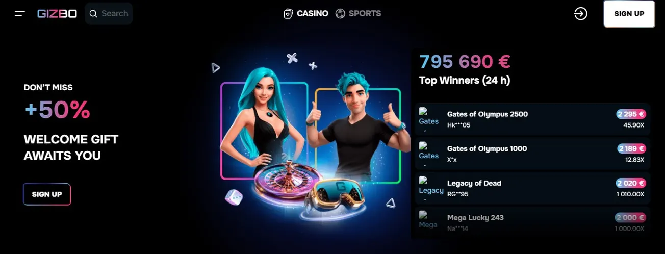 gizbo casino 250% 550 gratis spins